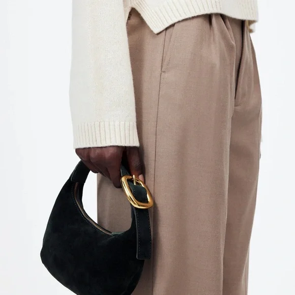 Madewell Mini Black Suede Bag with Gold Buckle - Picture 2 of 6